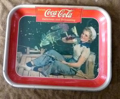 Plateau coca cola daté de 1940 thème Marine
