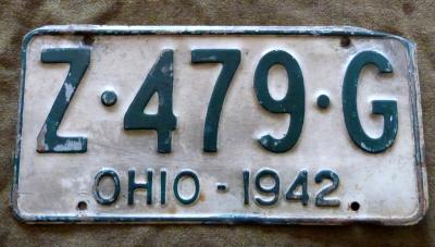plaque d immatriculation de l Ohio de 1942