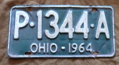plaque d immatriculation de l Ohio de 1964
