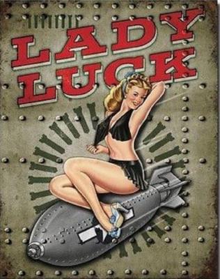 pin up Lady luck plaque metallique WW2