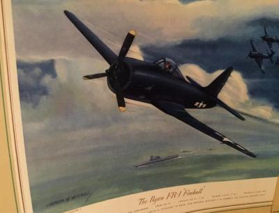 lithographie avion US WW2 dans le pacifique