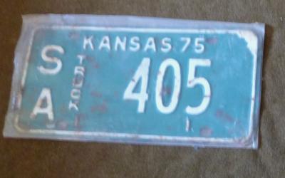 plaque d immatriculation originale Kansas  de camion datée de 1975
