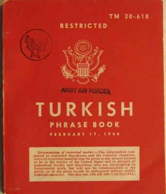 turkish phrases book US WW2 USAAF