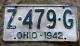 plaque d immatriculation de l Ohio de 1942